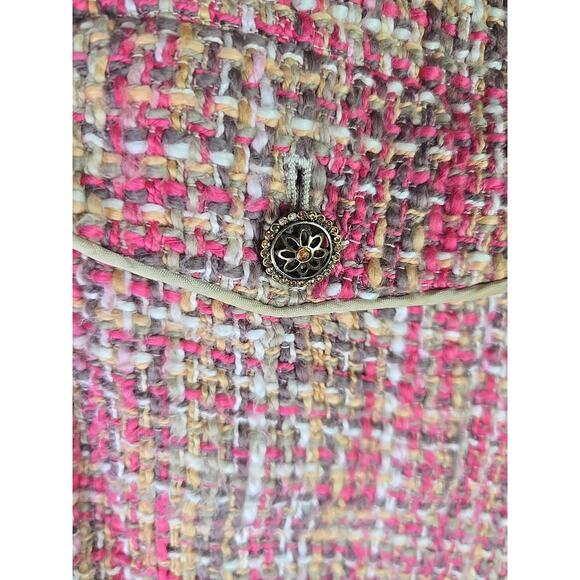 Kate Hill 100% Cotton Blazer Jacket Womens Plus 20W Pink Tan Tweed Office - Picture 4 of 8